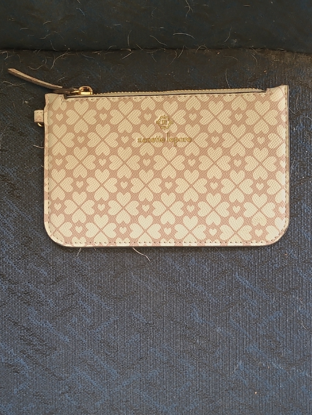 Nanette Lepore Beige Pink Floral Zip Card Pouch